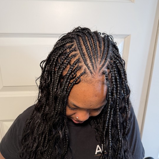 Small Fulani stitch braids + Half wig